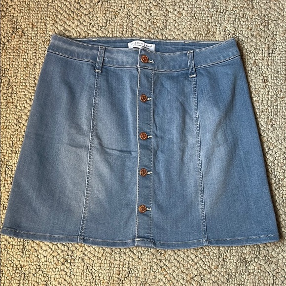 Denim Button-Front Skirt - Picture 1 of 7